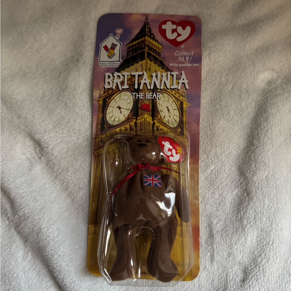 Ty Britannia Bear with Union Jack Bow